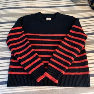 Elle Navy and Red Striped Women's Sweater
